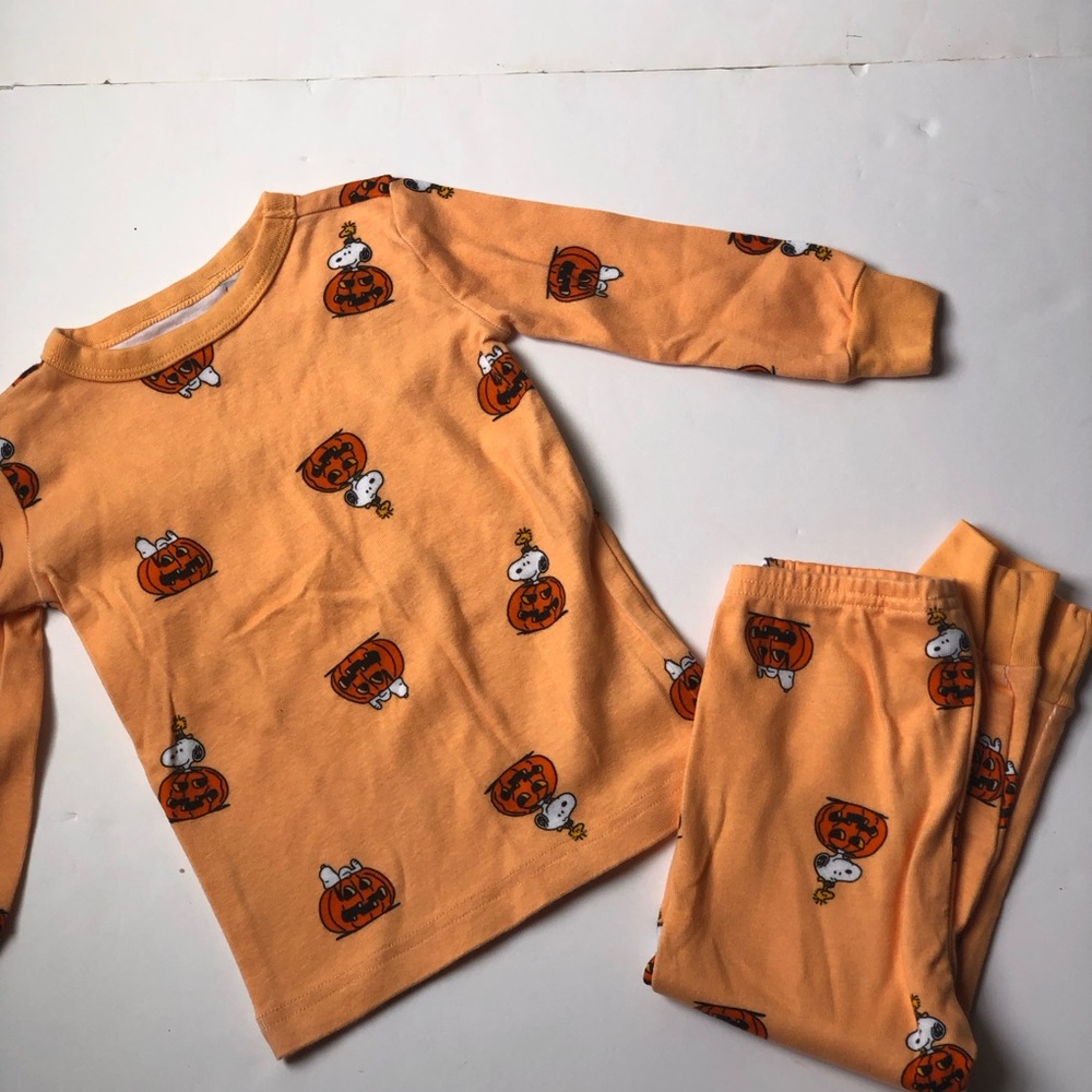 Janie and Jack Boys Good Night Pajamas In PEANUTS™ Snoopy Pumpkin Size 18-24 M - Picture 3 of 8